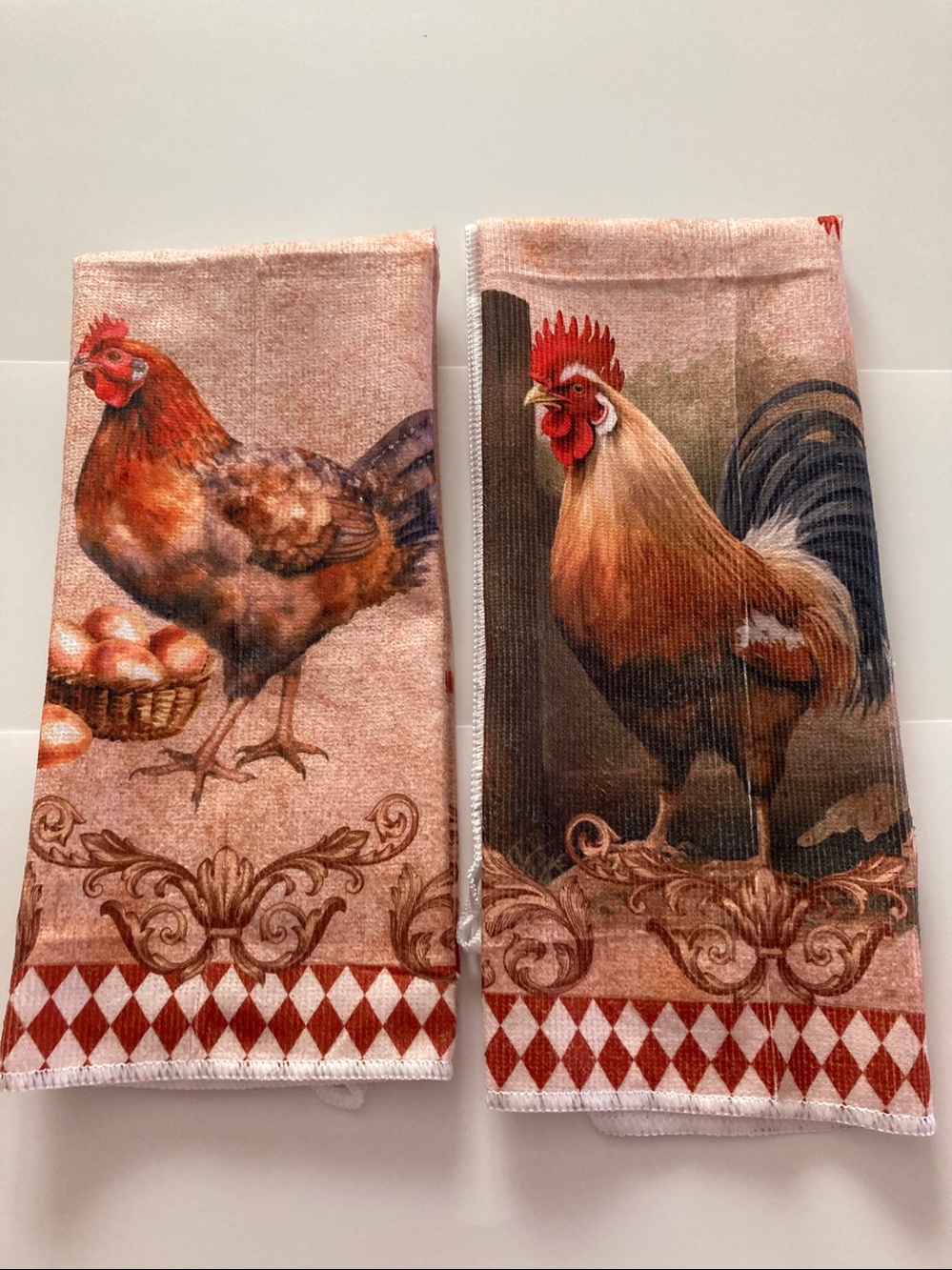 Farmhouse Chicken Cotton Kitchen Towels - Tan Brown